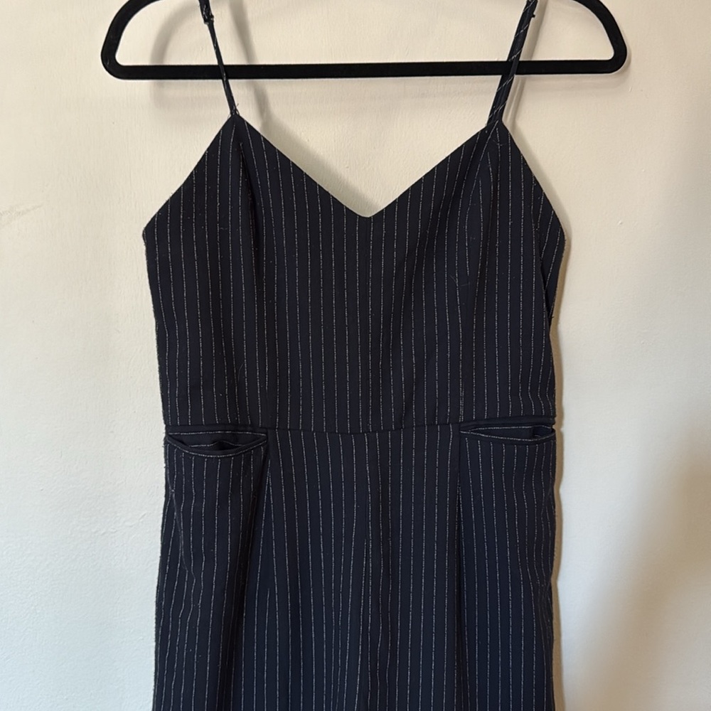 Anthropologie Size 2 Black Wide Leg‎ Pin stripped Jumpsuit - Picture 8 of 12